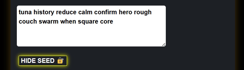 Visualization, import, and export of the 12 words.